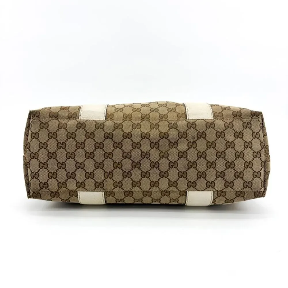 Gucci GG Canvas Bamboo Tote Bag White